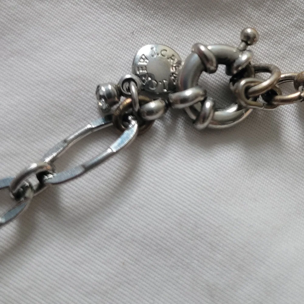 J. Crew Necklace Silver Blue White Cristals